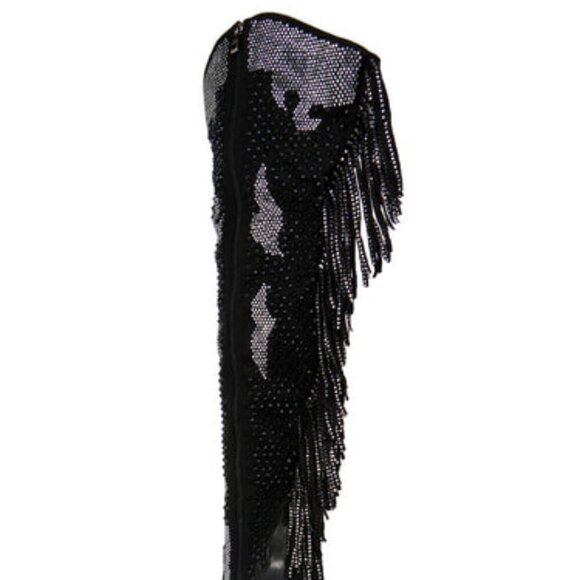 AZALEA WANG " RODEO BADNESS " BLACK EMBELLISHED WESTERN BOOT ( BRAND NEW !!!!!!! - Picture 5 of 7